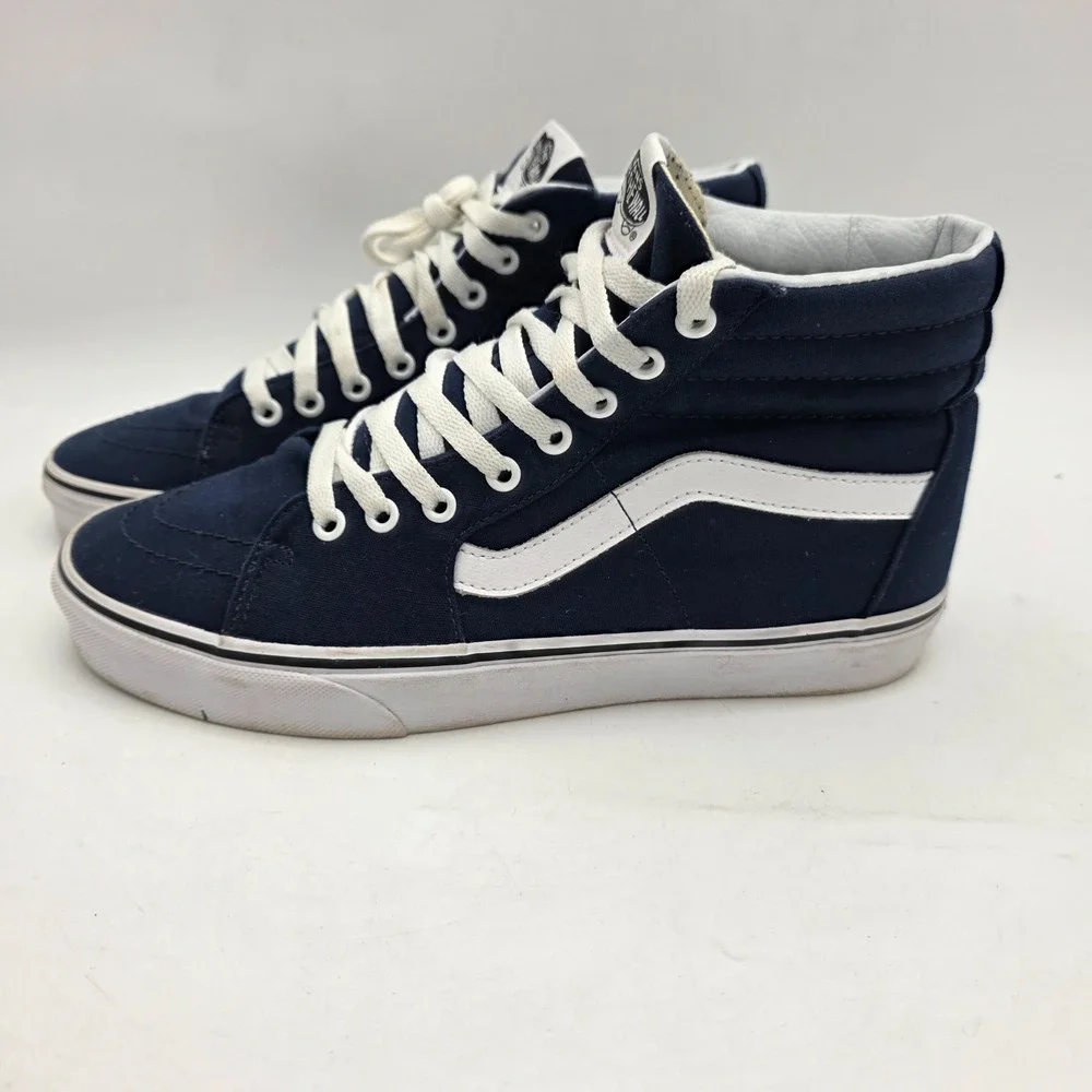 Vans Off The Wall Sk8-Hi Canvas Sneakers Navy/white Men 9 Women 10.5 Very Good